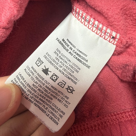 Nike Cropped Sweatshirt Big Logo Center Swoosh Fleece Pullover Red Pink Women XL - Picture 7 of 13